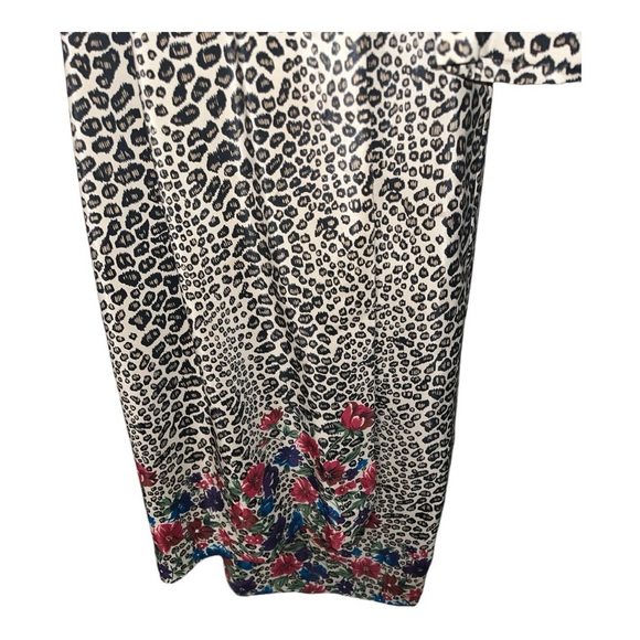 Vintage Leslie Fay Leopard 🐆 Print with Flowers 🌺 Belted Dress size 14 - Picture 6 of 12